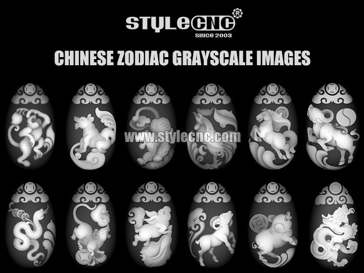 CNC Router Grayscale Images with Chinese Zodiac