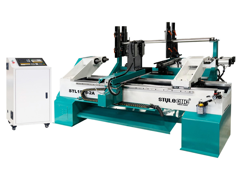 Twin-Spindle CNC Lathe Machine for Wooden Pool Cues Making