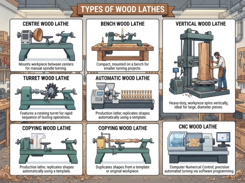 7 Common Types of Wood Lathe Machines