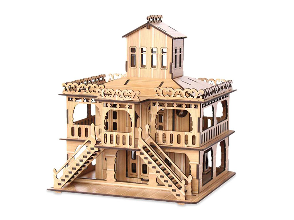 Woodcraft 3D Puzzle Dollhouse Making by CNC Router and CNC 