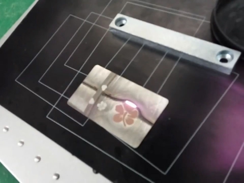 MOPA Fiber Laser Engraving Color Sign on Metal Card