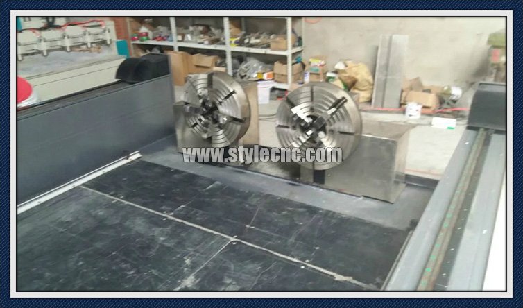 Two separate spindles of Stone CNC router 2030 Two separate spindles of Stone CNC router 2030