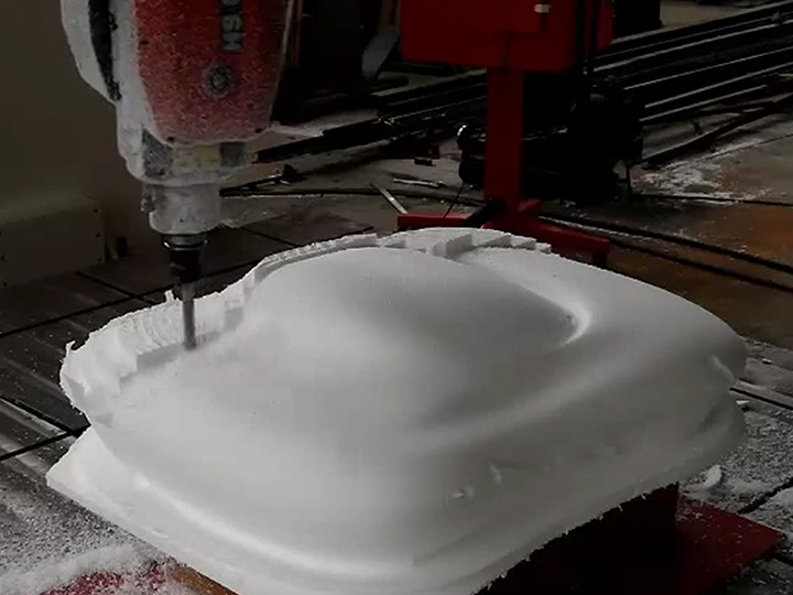 5 Axis CNC Router Cutting Foam as 3D Car Mold