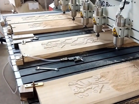 Multi Head CNC Router for 3D Wood Relief Carving