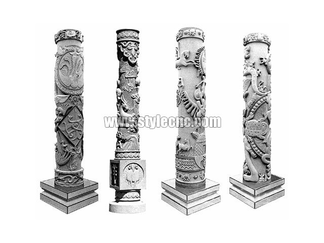 Multi head 3D CNC stone carving machine for marble columns manufacturing Multi head 3D CNC stone carving machine for marble columns manufacturing