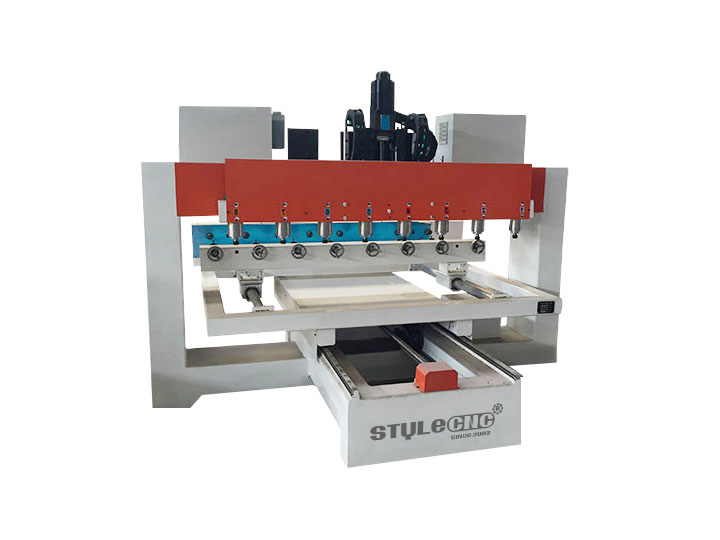 Rotary CNC Router for Solid Wood Columns with 8 Heads