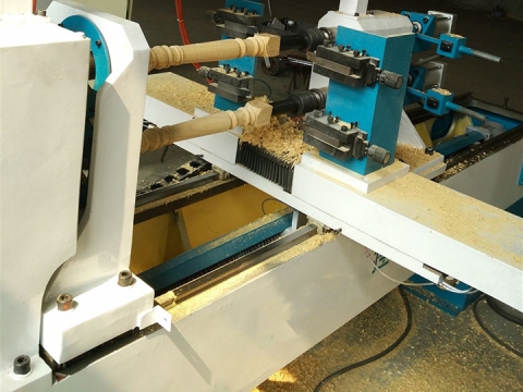 CNC Wood Lathe Machine with Double Axis and Four Blades
