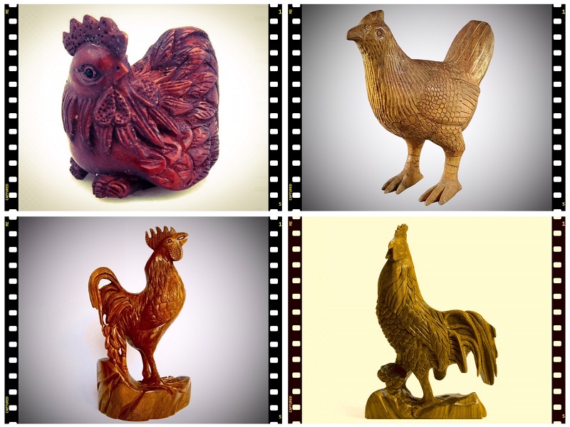 3D Wood  Rooster Crafts CNC Router Applications for 2017 Chinese New Year