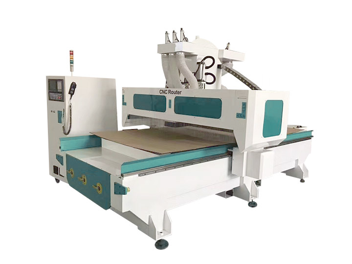 Nesting CNC Router Machine with Gang Drilling and 2 Spindles Nesting CNC Router Machine with Gang Drilling and 2 Spindles