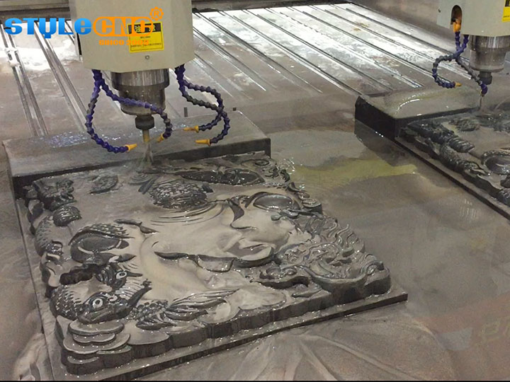 Double Heads Stone Carving CNC Router Machine for Marble