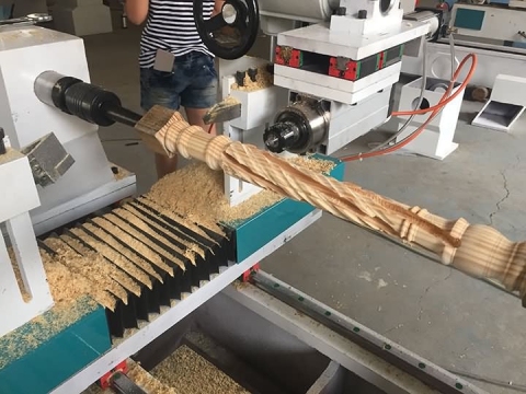CNC Wood Lathe Broaching Stair Handrails