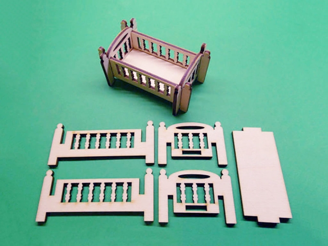 CO2 Laser Cut Wood Baby Doll Cribs with Plywood and MDF CO2 Laser Cut Wood Baby Doll Cribs with Plywood and MDF