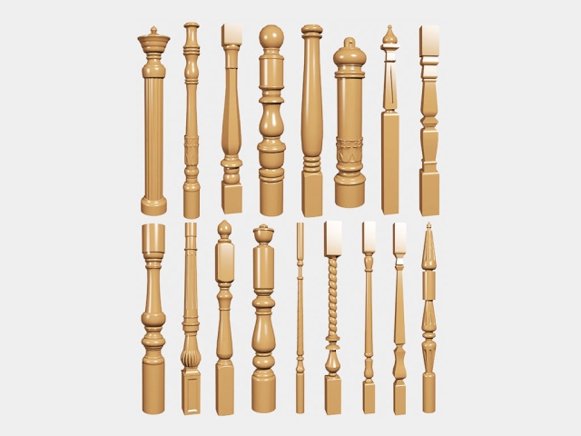 CNC Wood Lathe Turning Wood Staircase Pillars