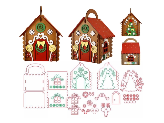 Laser Cut 3D Gingerbread House Vector Files
