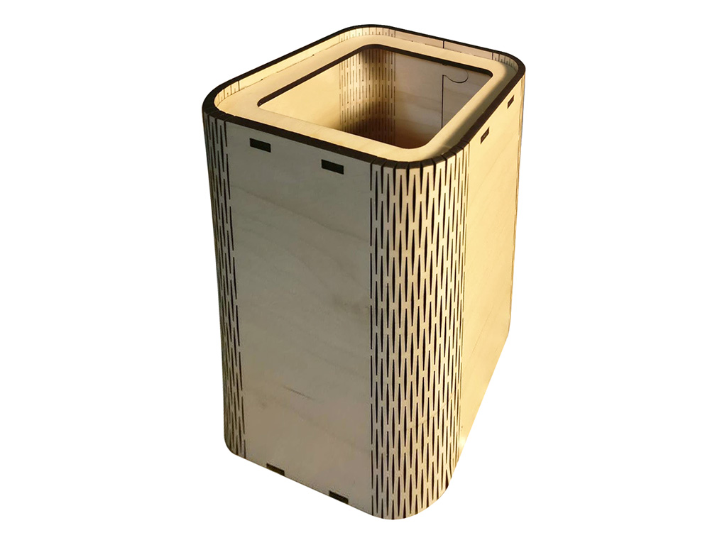 CO2 Laser Cutting 3D Pencil Cups of 3mm Plywood with Living Hinges