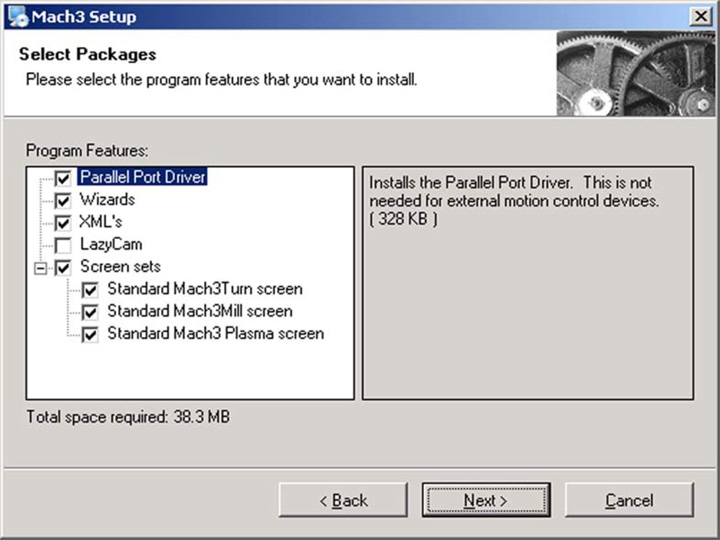 Select Program Components Screen Select Program Components Screen