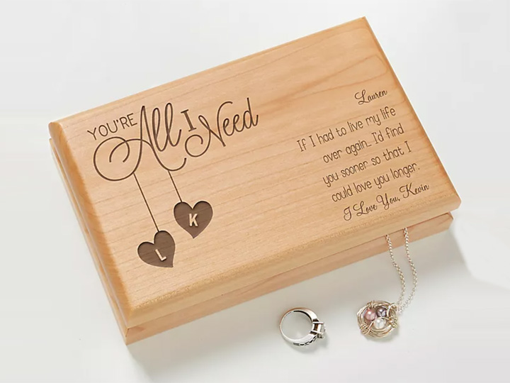 Laser Engraved Jewelry Box with Wood Laser Engraved Jewelry Box with Wood