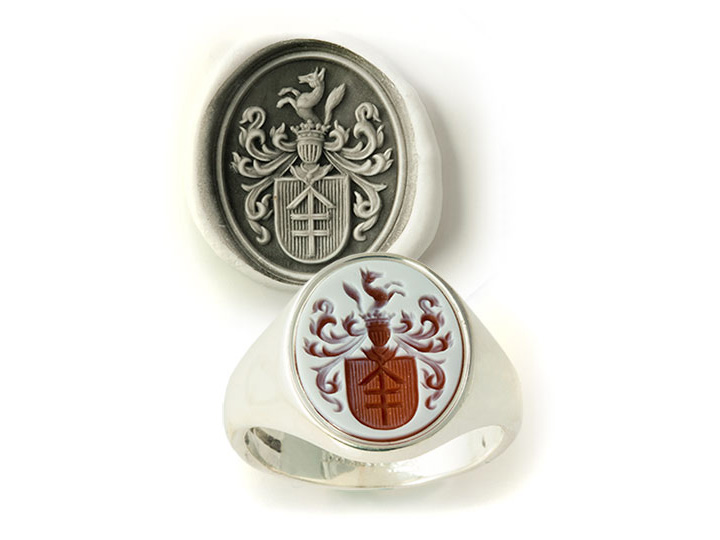 Laser Engraved Gemstone Signet Rings