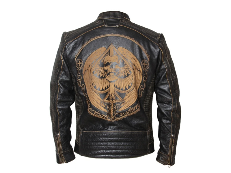 Laser Engraved Leather Motorcycle Jacket