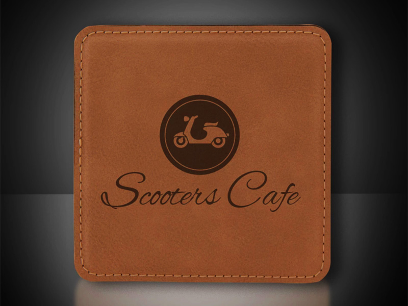 Laser Engraved Leatherette Logo Coaster