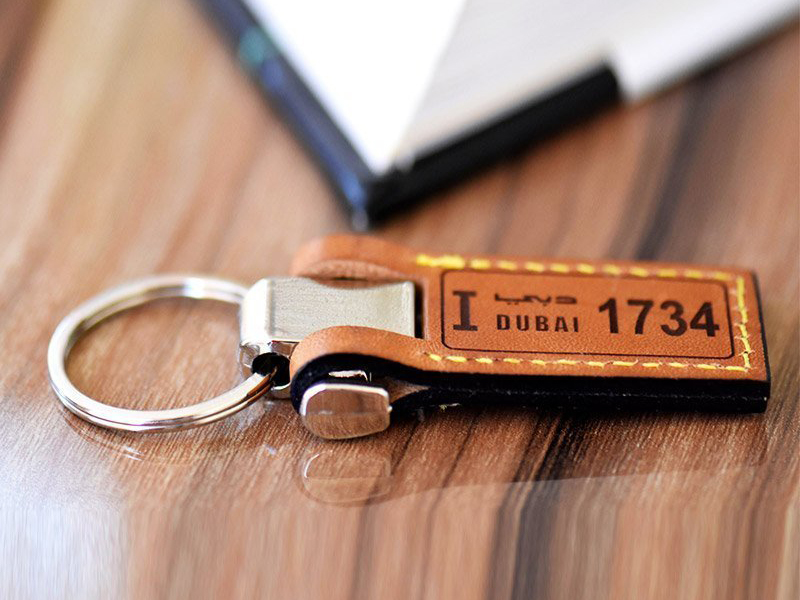 Laser Engraved Custom Genuine Leather Keychain