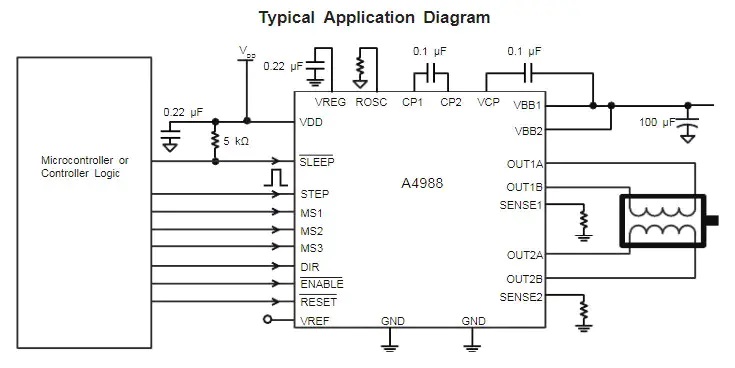 A4988 typical application circuit diagram