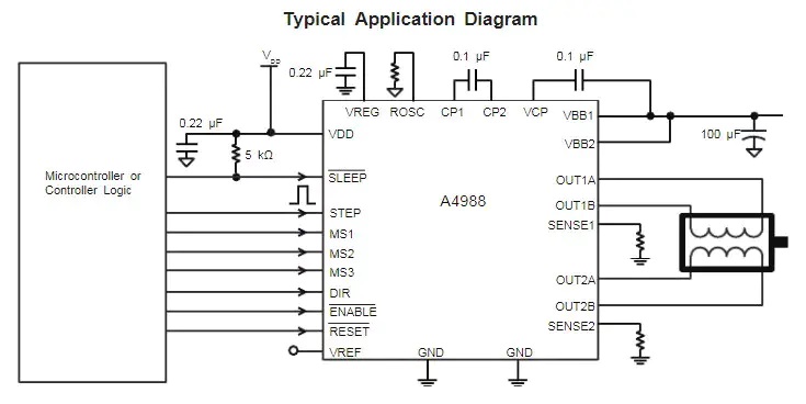 A4988 typical application circuit diagram A4988 typical application circuit diagram