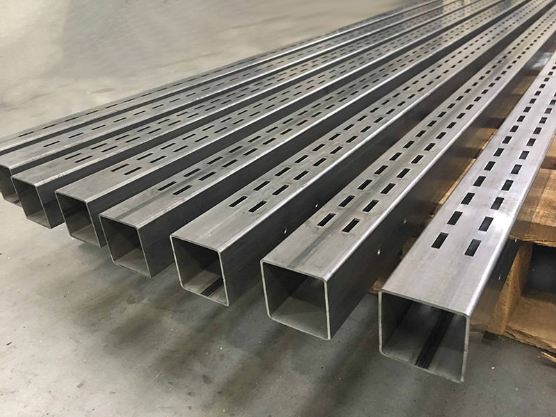 Laser-cut square metal tubes Laser-cut square metal tubes
