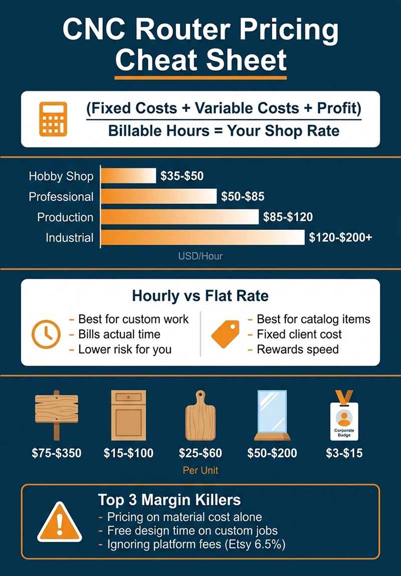 CNC Router Pricing Cheat Sheet