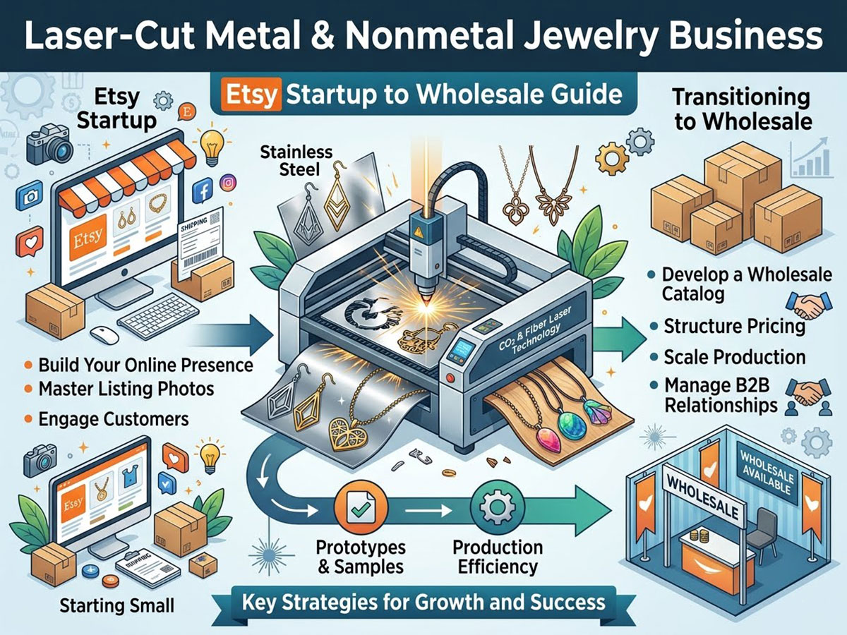 Laser-Cut Metal & Nonmetal Jewelry Busines: Etsy Startup to Wholesale Guide