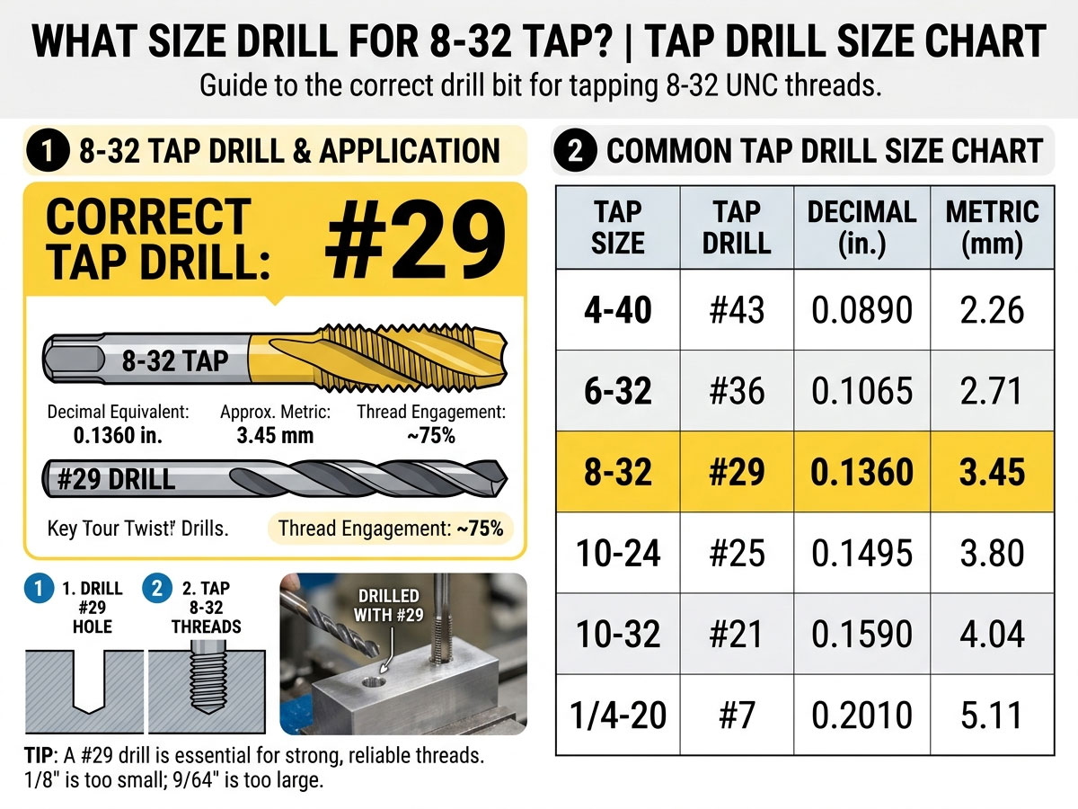 What Size Drill for an 8-32 Tap? Drill Bit Sizes Needed for Tapping What Size Drill for an 8-32 Tap? Drill Bit Sizes Needed for Tapping