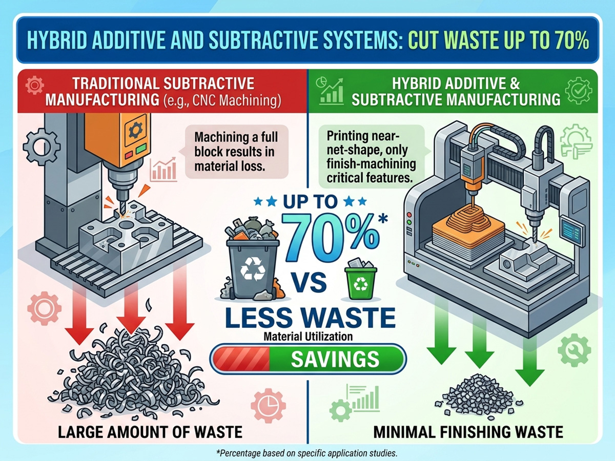 Hybrid Additive-Subtractive Manufacturing Systems Save Up to 70% 材料の