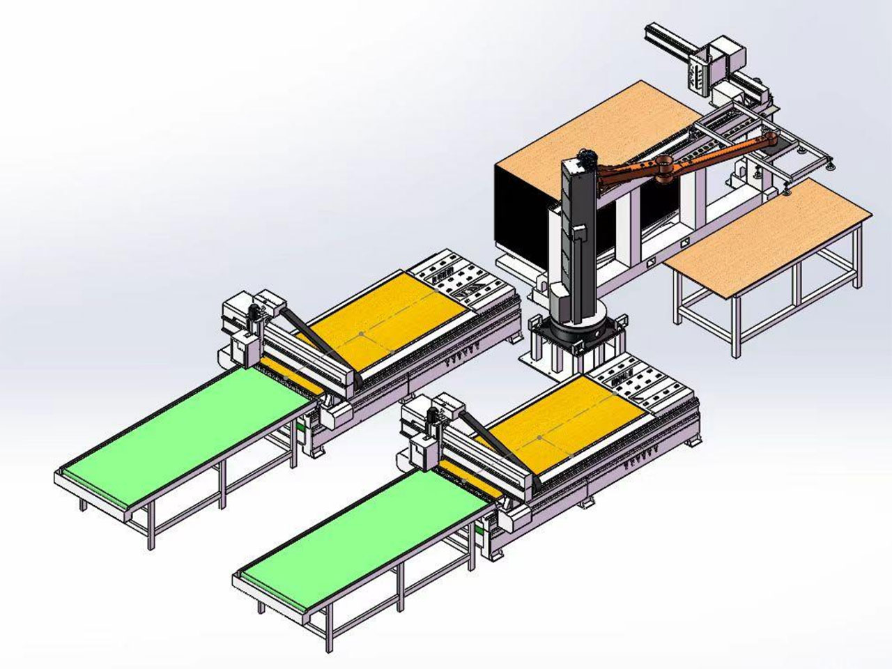 Linea Productionis Automataria CNC Nidificandi cum Duplicibus Fresatoribus CNC