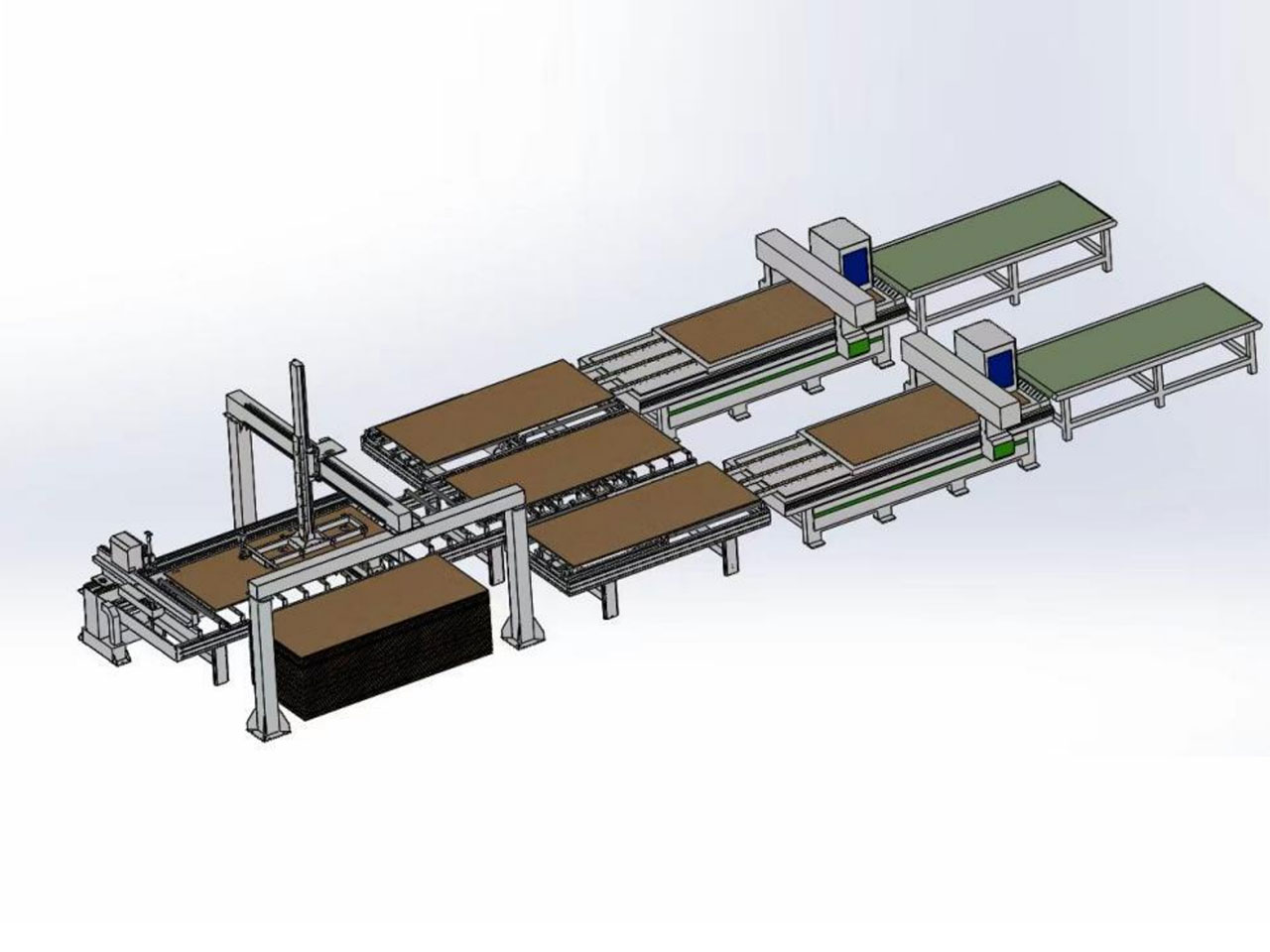 Linea Productionis Automataria CNC Nidificandi cum Duplicibus Fresatoribus CNC