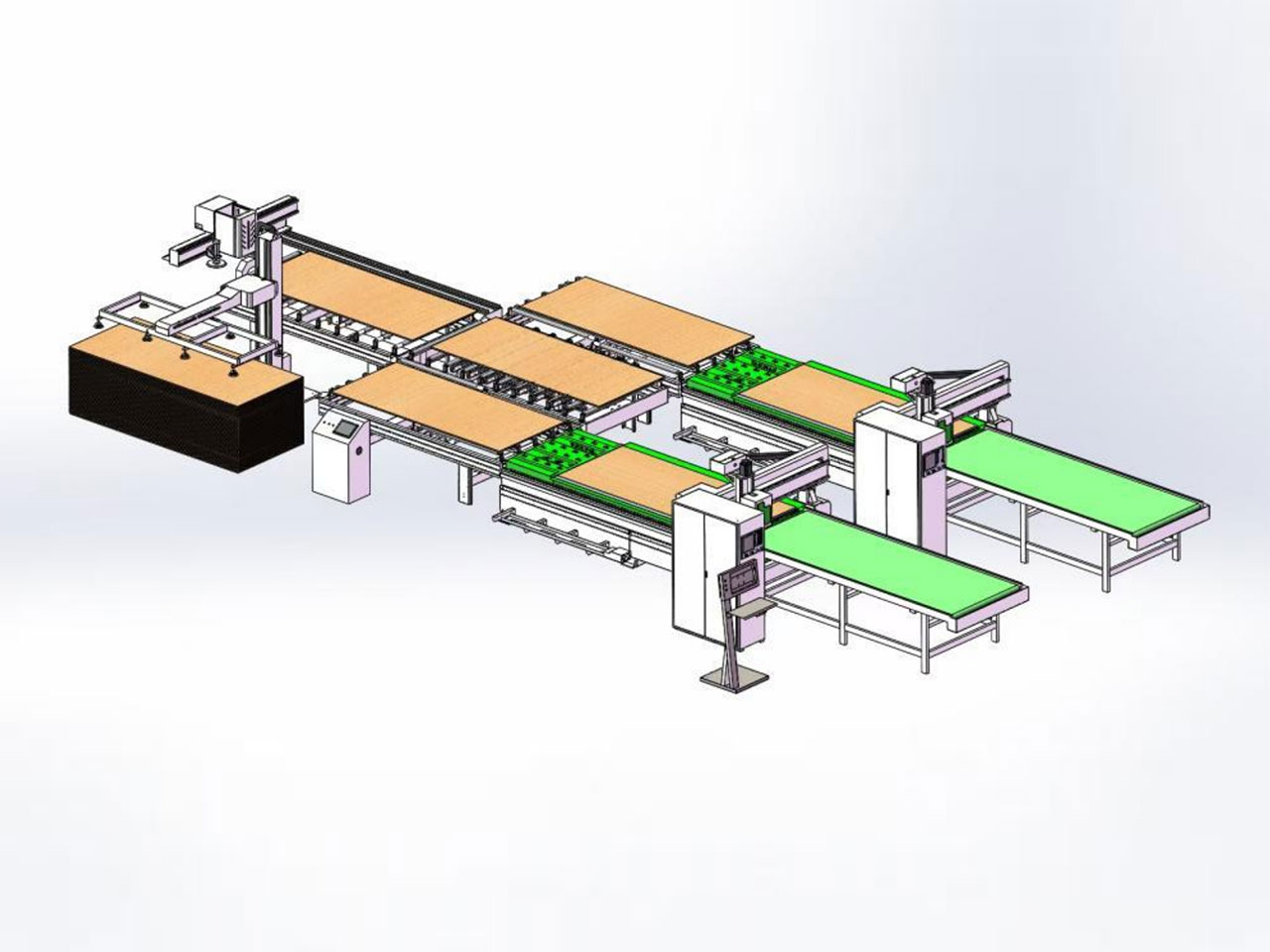 Linea Productionis Automataria CNC Nidificandi cum Duplicibus Fresatoribus CNC