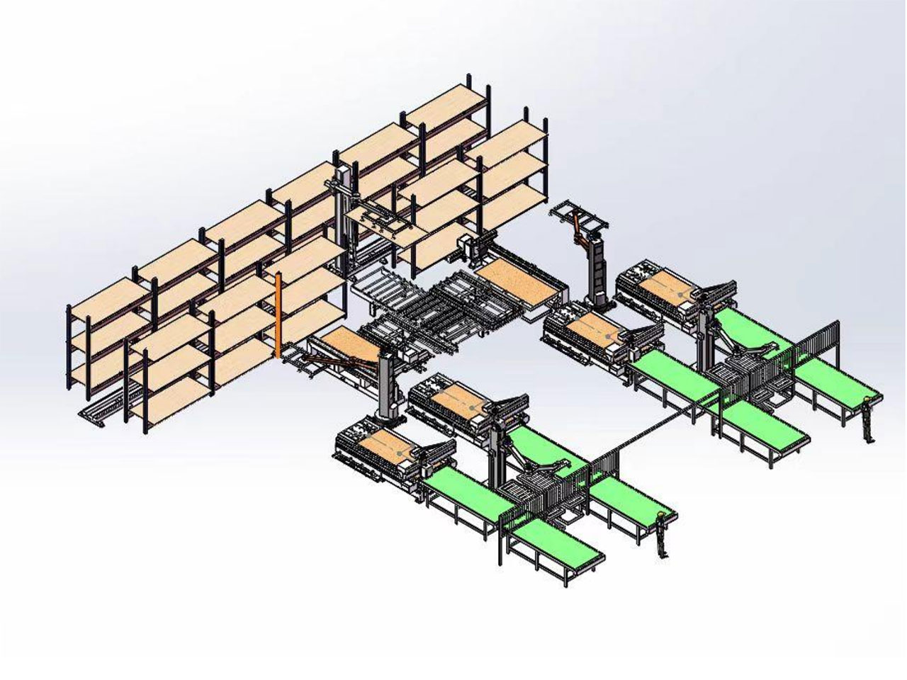 Linea Productionis Automataria CNC Nidificandi cum Duplicibus Fresatoribus CNC