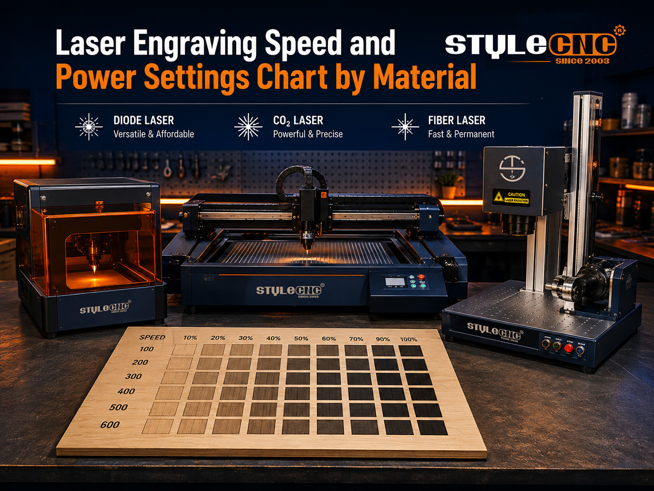 Laser Engraving Speed and Power Settings Chart by Material Laser Engraving Speed and Power Settings Chart by Material