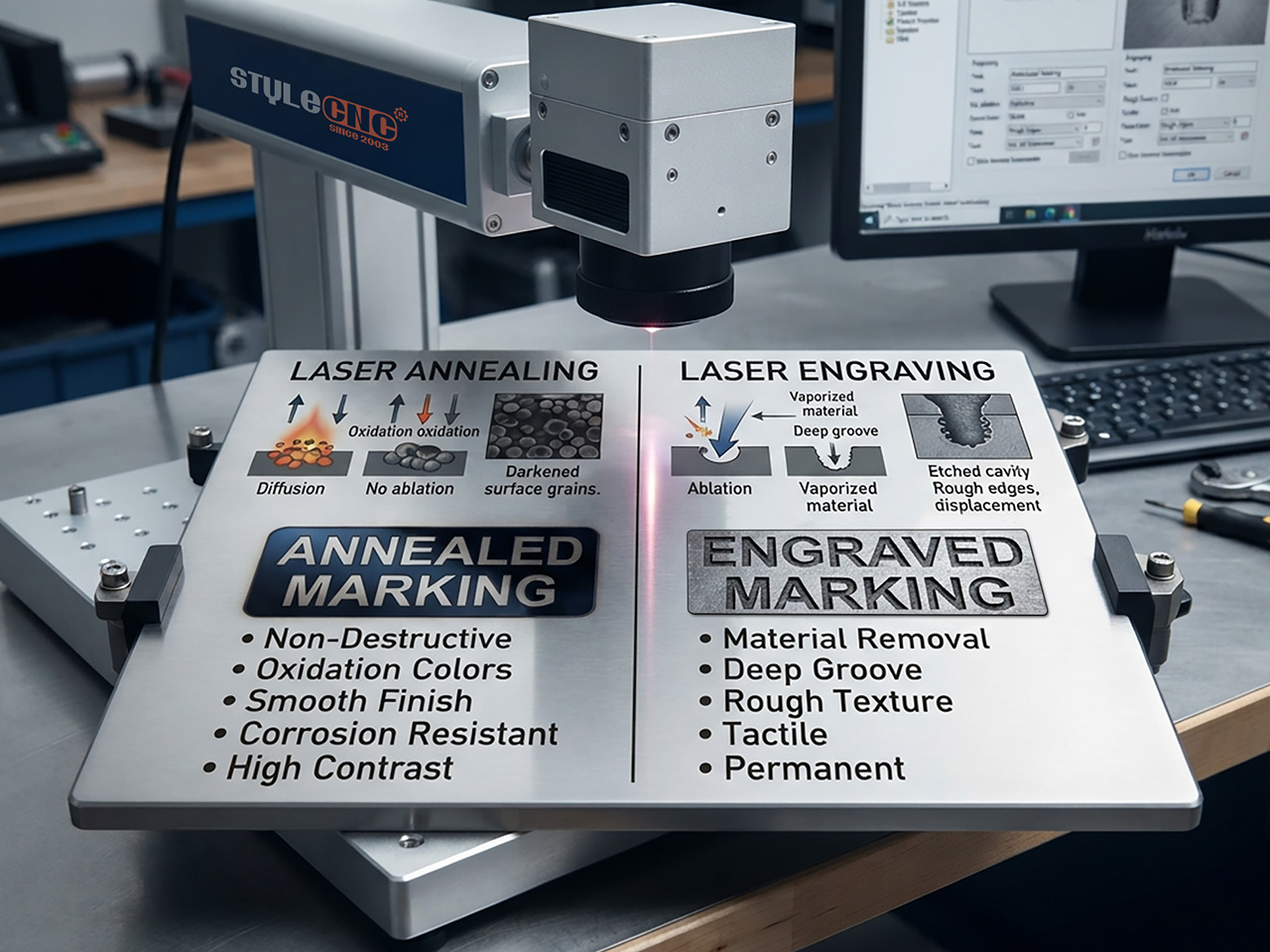 Laser Annealing vs Engraving on Stainless Steel Laser Annealing vs Engraving on Stainless Steel