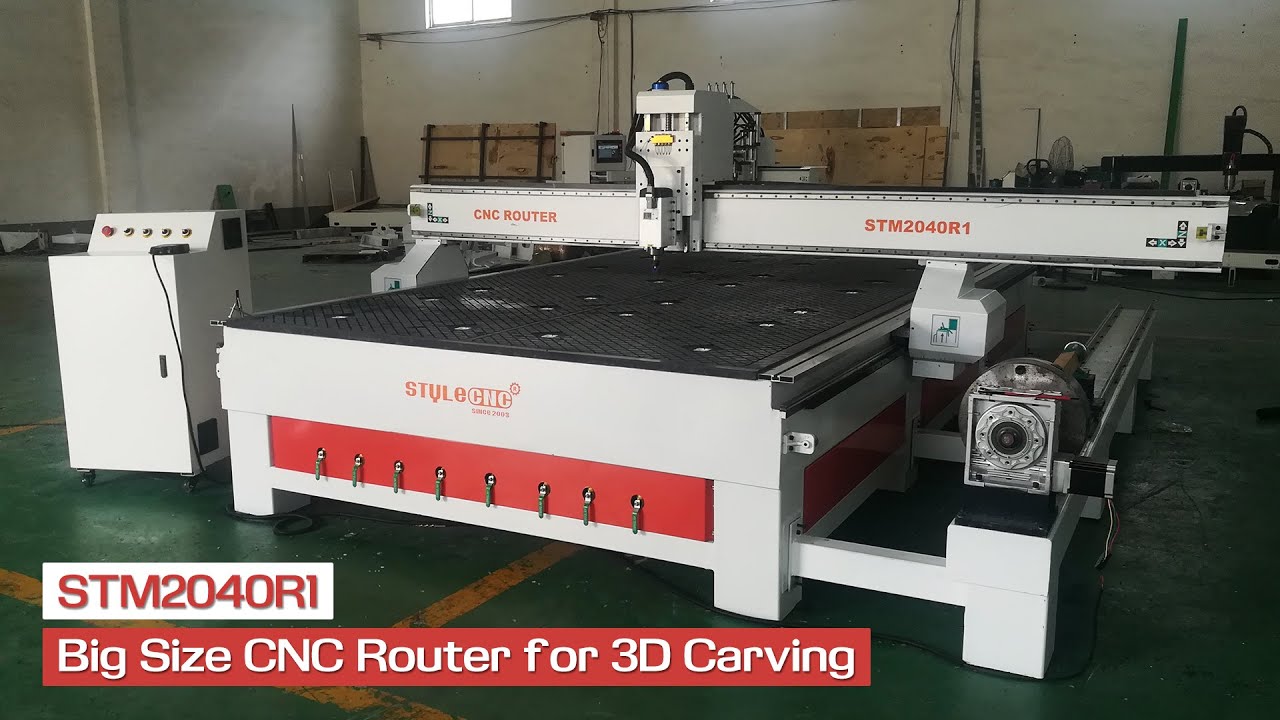 Industrial CNC Router with Rotary Device for 3D Carving